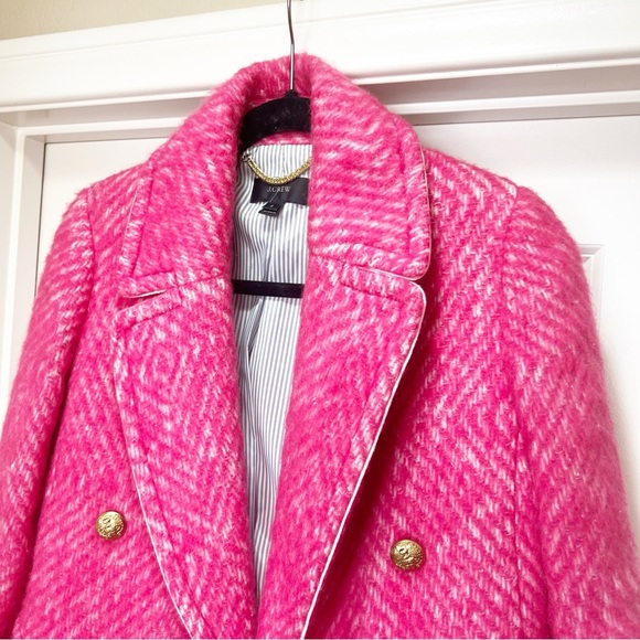 J Crew Diamond Tweed Peacoat in Pink 2 - Picture 6 of 15